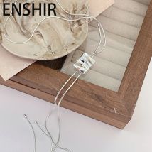 ENSHIR Geometrische Unregelmäßige Falten Quadratische Verstellbare Halskette für Frauen Lange Kette Temperament Pullover Französisch Ins Schmuck Geschenke