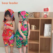 Bär Führer Sommer Mode Neue Baby Mädchen Kleidung Blume Drucken Hosenträger Top + Shorts 2-teiliges Set Ethnischen stil Kinder der Kleidung