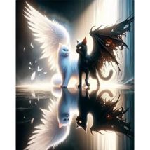 AB Diamant Kreuzstich Schwarz und Weiß Engel Katze 5D DIY Diamant Stickerei Strass Malerei Diamant Malerei