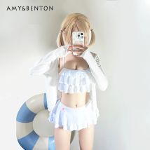 Japanischer süßer Anime zweidimensionaler sexy mehrschichtiger Sling-Rock zweiteiliger Badeanzug Frauen Sommer Kawaii Hot Girl Micro Bikini