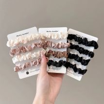 AWAYTR 6PCs Mischfarbe Satin Seil Haarbänder Haar Zubehör Für Frau Kinder Pferdeschwanz Halter Elastische Scrunchies Gummibänder