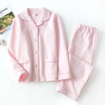 Neue Herbst- und Winterpyjamas für Damen aus reiner Baumwolle mit langen Ärmeln, dicker, warmer Winter-Home-Service-Anzug, einfarbige Strickjacke, Nachtwäsche