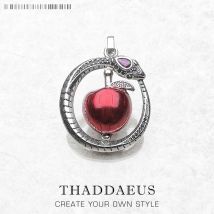 Pendant Apple With Snake Brand New Bohemia Fine Jewelry Europe 925 Sterling Silver Three-Dimensional Gift For Woman