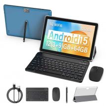 Tavoletta BAKEN Android 15, 12 (3+9) GB + 64 GB di archiviazione, processore quad-core, Wi-Fi 6, Bluetooth, USB-C, Google Play Store,