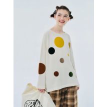 Ima kokoni Original Design Polka Dot Kontrast farbe Mode Langarm Rundhals Pullover Pullover für Frauen 244458