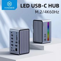 Hagibis Docking Station USB C con doppio monitor HDMI Custodia SSD M.2 Ethernet 100W PD Hub USB SD/TF-U100/U100 Pro/U100 Ultra