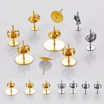 100Sets Gold Farbe Edelstahl Ohr Bolzen Ohrring 3-10mm Basis mit Ohrring Zurück Stecker Schmuck Machen DIY Ergebnisse Liefert