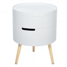 HOMCOM Mesa de Centro Moderno de 3 Niveles con 2 Cajas de Almacenaje Blanco