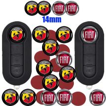Für FIAT 500 Punto Panda Doblo Bravo Freemont abarh 14mm 3D Auto Logo Schlüsselanhänger Dekoration Emblem Auto Schlüssel Abzeichen Aufkleber Zubehör