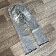 Y2K Retro Jeans Light Color Dollar Pattern Embroidery Splice Denim Pants Gothic Hip Hop Streetwear Men Women Fashion Baggy Pants
