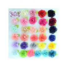 10pcs/lot Leaf Chiffon Flowers Rosette Rose Floral Kids Girls Hair Accessory Artificial Flower for Baby Women Diy Headwear