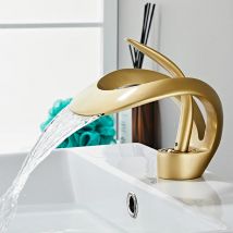 Golden/Weiß Bad Waschbecken Wasserhahn Schwarz Bad Wasserhahn Messing Kreative Grau Waschbecken Mischbatterie Heißer & Kalter Wasserfall becken Wasserhahn