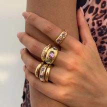 Ingemark 6 Teile/satz Vintage Strass Gold Farbe Offenen Ring für Frauen Trendy 2025 Neue Mode Geometrische Finger Ring Paar Schmuck