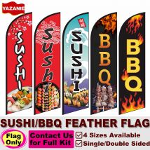 Benutzerdefinierte Sushi-Feder-Flagge, 2,4 m/11 ft/13 ft, einzelne doppelseitige Außenwerbung, Banner, Grill, Restaurant, Strand, Shop, Swooper-Flagge