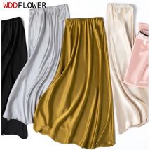 Damen-Seidenrock, 93 % Maulbeerseide, 7 % Elasthan, 21 Momme, einfarbig, Sommer, Strand, Fischschwanz-Stil, Rock, L, XL, M1437