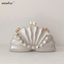 Original Shell Halbe Zimmer Acryl Perlen Tasche Box Kupplungen Party Abend Handtasche Frauen Schulter Reise Strand Mini Sommer Handtaschen