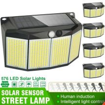 576 Luci a energia solare per esterni a LED Sensore di movimento 3 modalità Luci di inondazione di sicurezza impermeabili per lampada da garage da giardino esterno