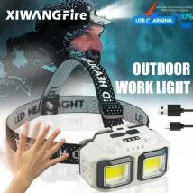 Leistungsstarke COB Scheinwerfer Taschenlampe USB Aufladbare Taschenlampe Scheinwerfer Wasserdichte Kopf Licht Camping Angeln Bergbau Licht Lampe Taschenlampe