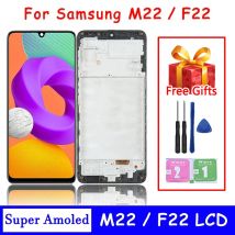 Super Amoled For Samsung M22 M225F M225F/DS M225M LCD F22 F225F Display With Touch Screen Digitizer Assembly With Frame