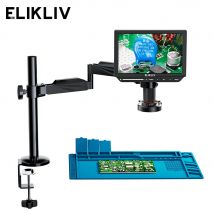 Elikliv EM4K Flex 4K Microscopio per saldatura digitale 2000X 10.1" Microscopio HDMI per elettronica con braccio ad anello luminoso