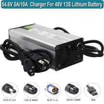 54.6V 10A / 48V 10A Battery Charger for 48V Li-ion Battery for 13S Lithium Batteries Fast Charge with 3 Pin XLR Plug