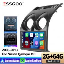 ESSGOO Autoradio 2 DIN 9" Touchscreen Android 14 CarPlay e Android Auto Wireless per Nissan Qashqai 1 J10 2006-2013 Navigazione GPS WiFi FM Bluetooth Mirror Link Lettore Multimediale