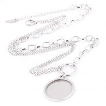 2 pz Misura 20mm Cabochon Ciondolo Base Impostazione Vassoi In Acciaio Inox Fai Da Te Collana A Catena Lunetta Spazi Vuoti Per Creazione di Gioielli Forniture