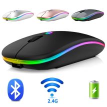 Ratón inalámbrico Bluetooth 2,4G modos duales ratones recargables RGB ergonómico silencioso clic ratón para PC ordenador iPad portátiles 3600DPI
