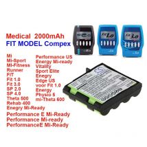 Batería Compex mi-sport mi-fitness Runner Enegry mi-ready Vitalitas FIT Sport Elite mi-theta 2000 941210, 600 MAh, 4H-AA1500, 500