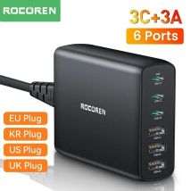 Rocoren 100w usb ladegerät typ c pd schnell laden mehrere 6 ports desktop ladestation für iphone 14 13 pro xiaomi poco