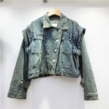 Multi-reißverschluss Denim Jacke Frauen Blau Grau Kurzen Mantel Turndown Kragen einreiher Frühling Lässige Jeans Jacke Chaqueta mujer