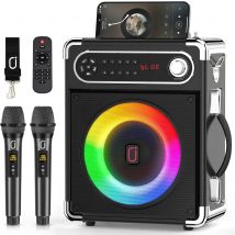 JYX Altoparlante portatile, suono stereo Nuovo altoparlante per feste con microfono e luci colorate, altoparlante Bluetooth per la casa all'aperto