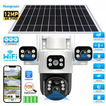 Hongnaer 12MP Eseecloud 2.4G 5G Dual Band WiFi6 Telecamera CCTV WiFi di sicurezza wireless ad energia solare per esterni