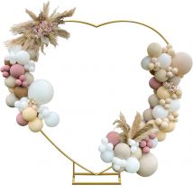 Archi nuziali a forma di cuore per cerimonia Supporto per sfondo ad arco dorato, struttura ad arco per palloncini a forma di cuore in metallo con base per matrimonio