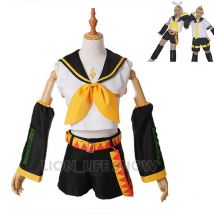Anime Rin  Len Halloween Uniform Cosplay Complete Costumes Tops+Shorts