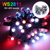 6m 50 cuentas a todo Color RGB WS2811 IC 12mm píxeles direccionable Digital 5V 12V Color de sueño LED píxeles módulo IP68 luz impermeable