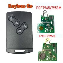 Smart Card Car Key 4 pulsanti PCF7945/PCF7953 4A Chip 433Mhz per Renault Clio 4 Captur Passive Keyless Go Entry Remote vivavoce