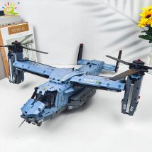 HUIQIBAO MOC 1389 Elementów V-22 Samolot Wirnikowy Helikopter Klocki Konstrukcyjne Dziecięce Wojskowe Samoloty Model Cegły Zabawka Dekoracja Domu.