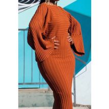 Damen-Kleid mit Fledermausärmeln, gestrickt, gerippt, langes Kleid, figurbetont, solide, elegante Rundhalsausschnitt, lässige Herbstmode, solide Vintage-Kleider 2024