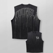 YA Summer New Men's Oversized fallow Sleeveless top Cotton Sports Fitness Short Sleeve Joggers Gym Running Training waistcoat