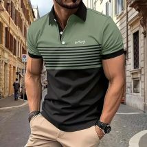 Herren-Poloshirt, Golf-Shirt, lässig, Urlaub, klassisch, kurzärmelig, modisch, Basic, Knopfleiste, Sommer, normale Passform, Marineblau, Schwarz, Weiß, Grün
