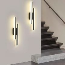 Modern Dimmable LED Wall Light Line Shape Wall Lamp 3000K/4000K/6000K for Bedroom, Living Room, Hallway, Entryway Black