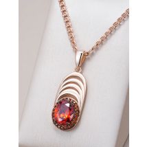 Kinel Hot Red Natural Zircon Geometry Pendant Necklace for Women 585 Rose Gold and Black Plating Vintage Daily Fine Jewelry