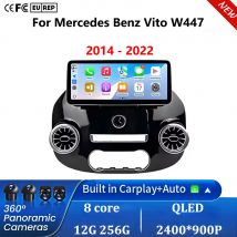 12,3-calowe radio samochodowe z Androidem 16 do Benz Vito W447 2014-2022, odbiornik stereo, nawigacja GPS, DSP, odtwarzacz wideo, Carplay, bez 2DIN DVD