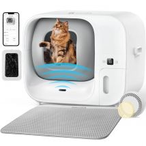 【Code:BSES55】Amicura Cura 3 Bandeja de arena para gatos autolimpiante Bandeja de arena para gatos automática Control de olores Control de aplicación certificado V 60 L grande