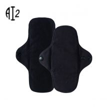 AI2 2PCS Black Pure Cotton Sanitary Pad Reusable Menstrual Pads Heavy Flow Women Menstrual Period Washable Sanitary Napkin