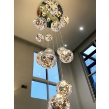 Modern Led Chandelier Glass Ball Dimmable For Staircase Living Room Pendant Lamps Home Decor Lighting Suspension Design Lusters