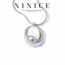 NiNice Edelstahl-Halskette, natürlicher Muschel-Anhänger, modisches Design, personalisierter und beliebter Schmuck