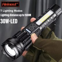 Hochleistungs-LED-Taschenlampe, Laterne, 7 Beleuchtungsmodi, COB-Seitenarbeitslicht, Taschenlampe, taktischer Selbstverteidigungsstrahler, wiederaufladbare Lampe