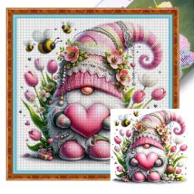 Kit punto croce gnomo stampato con filo di cotone ecologico da ricamo completo 11CT Art
